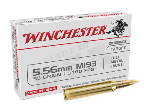 winchester 5.56 mm 55 gr full metal jacket 20 box|winchester white box 55gr ammo.